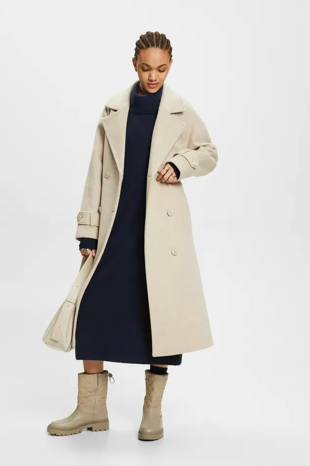 Dresses Jumpsuits Women Esprit Knit Cowl Neck Midi Dress Navy