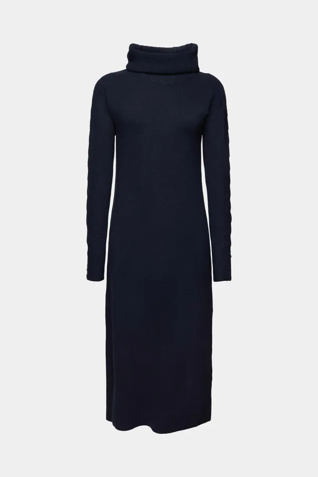 Dresses Jumpsuits Women Esprit Knit Cowl Neck Midi Dress Navy