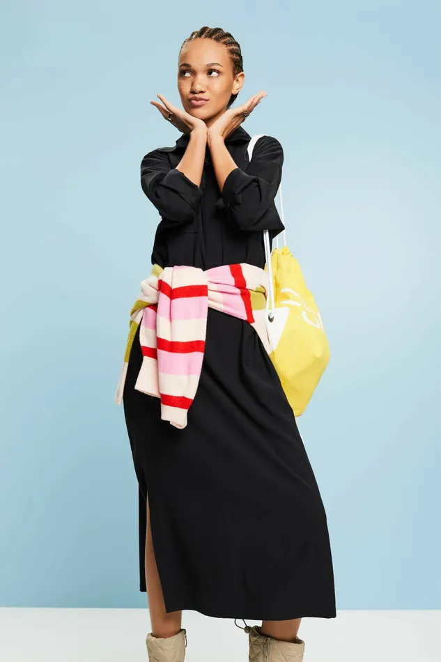 Dresses Jumpsuits Women Esprit Oversized Midi Shirt Dress Black