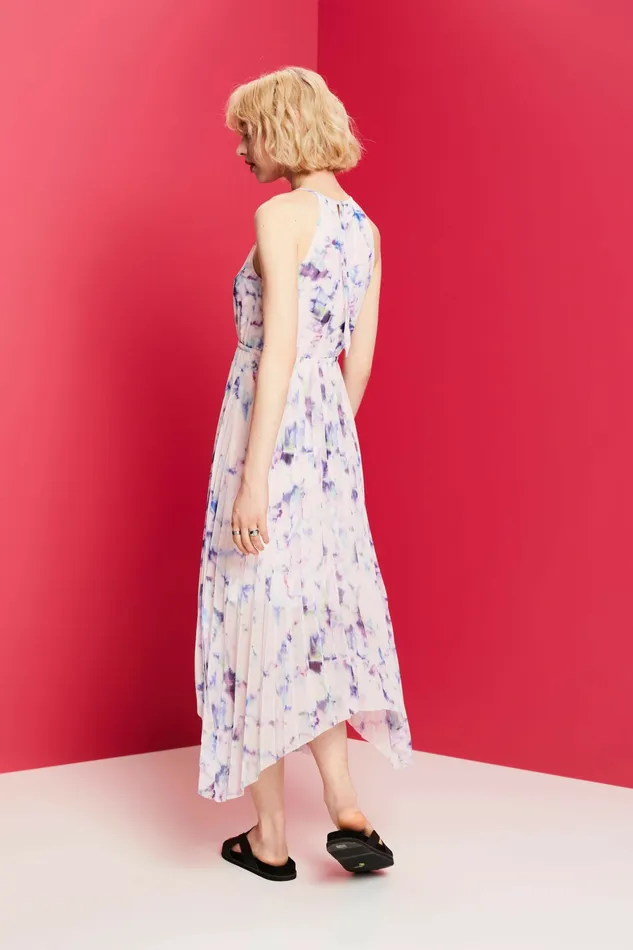 Dresses Jumpsuits Women Esprit Pleated Chiffon Midi Dress Pastel Pink