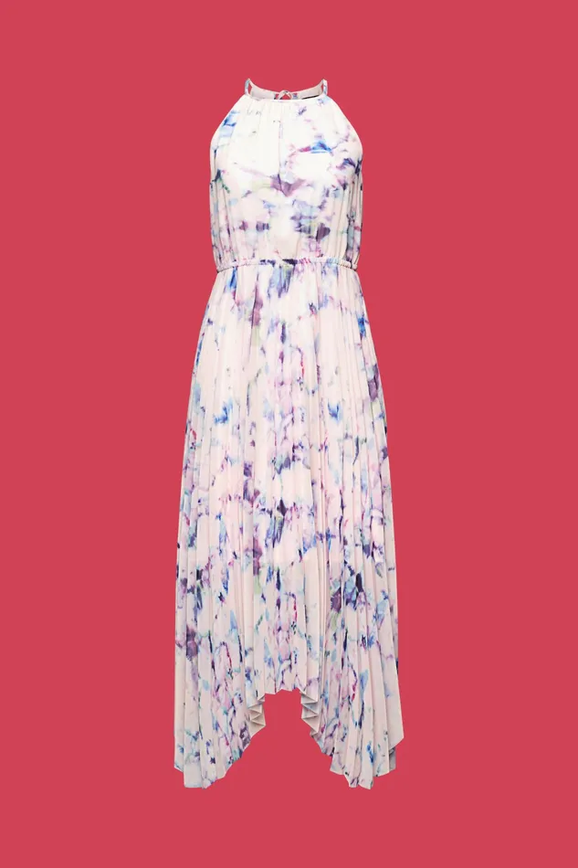 Dresses Jumpsuits Women Esprit Pleated Chiffon Midi Dress Pastel Pink