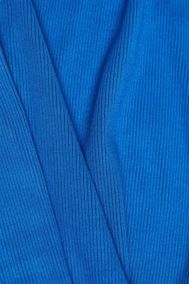 Dresses Jumpsuits Women Esprit Rib Knit VNeck Mini Dress Bright Blue