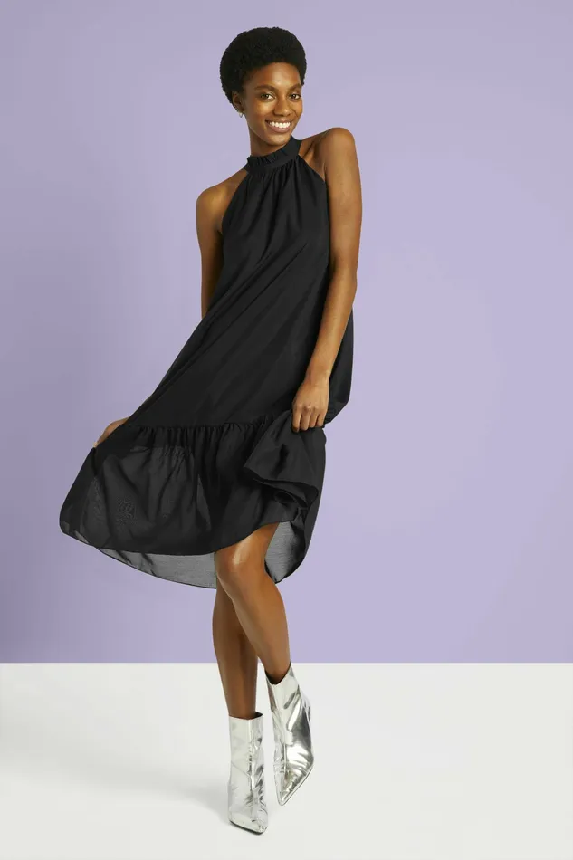 Dresses Jumpsuits Women Esprit Twill Halter Neck Shift Dress Black