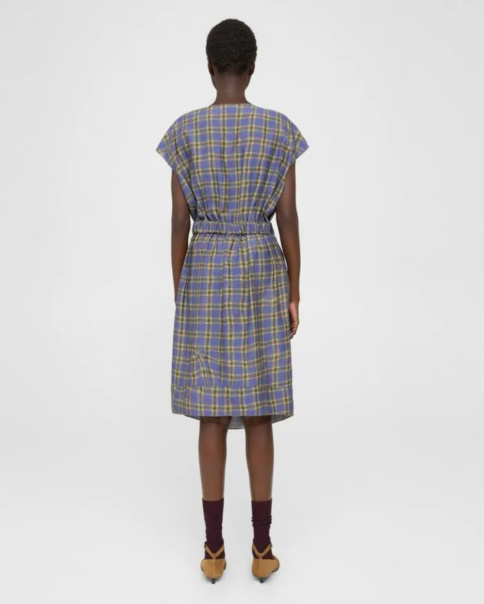Dresses Jumpsuits Women Theory Belted Dress In SilkViscose Check Royal Multi Dresses Jumpsuits Women Theory Belted Dress In SilkViscose Check Royal Multi