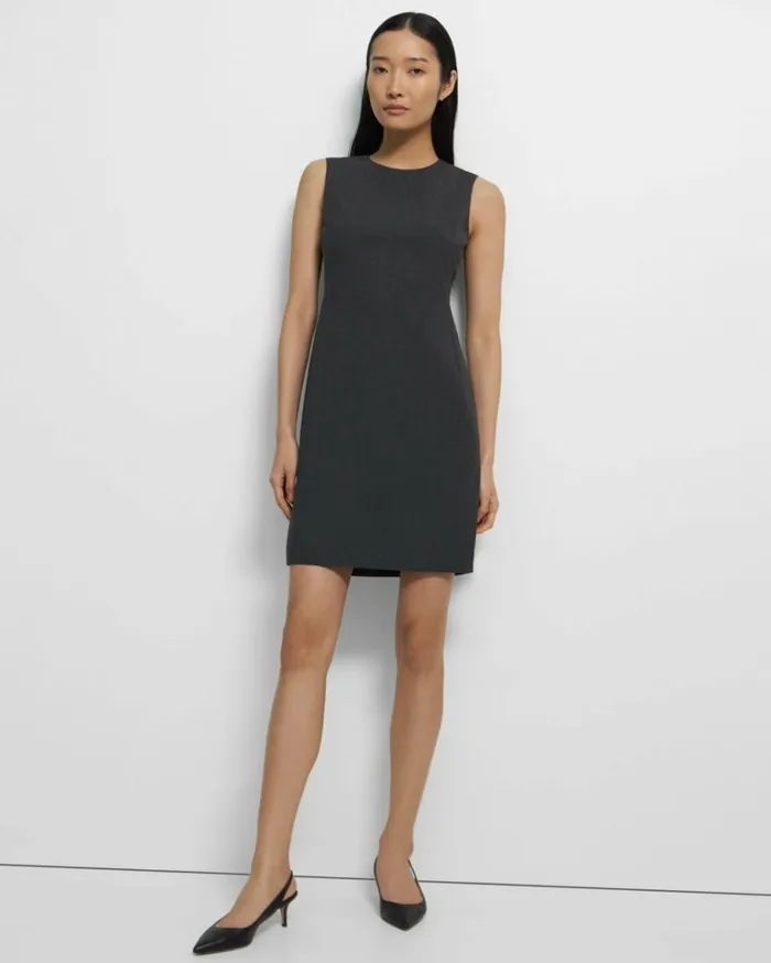 Dresses Jumpsuits Women Theory Sleeveless Fitted Dress In Good Wool Charcoal Melange Dresses Jumpsuits Women Theory Sleeveless Fitted Dress In Good Wool Charcoal Melange