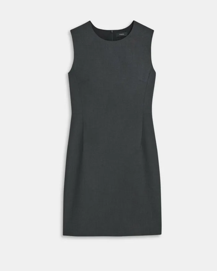 Dresses Jumpsuits Women Theory Sleeveless Fitted Dress In Good Wool Charcoal Melange Dresses Jumpsuits Women Theory Sleeveless Fitted Dress In Good Wool Charcoal Melange