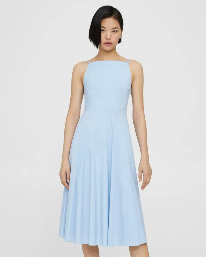 Dresses Jumpsuits Women Theory Square Neck Dress In Good Cotton Dahlia