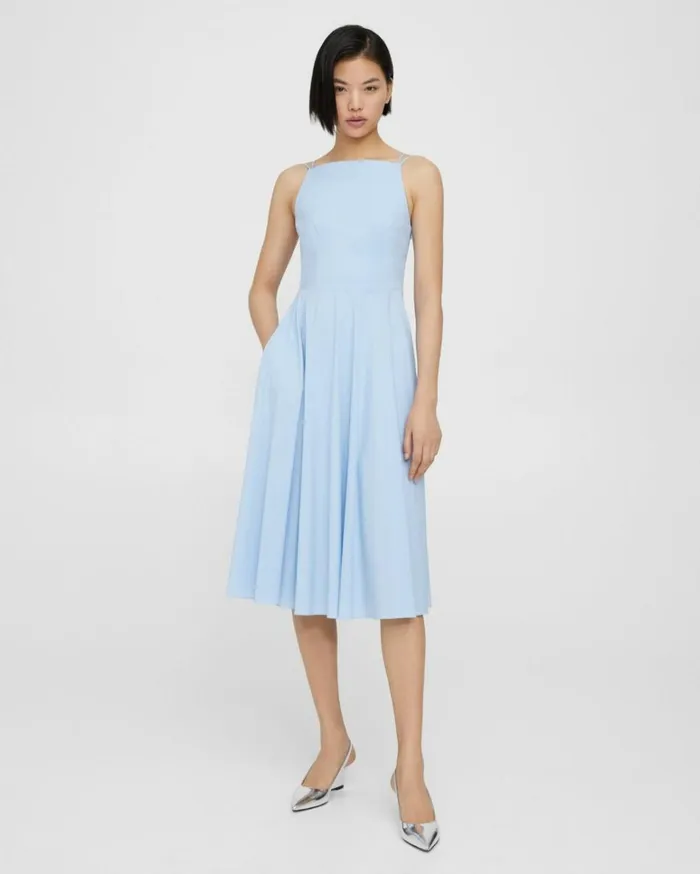 Dresses Jumpsuits Women Theory Square Neck Dress In Good Cotton Dahlia Dresses Jumpsuits Women Theory Square Neck Dress In Good Cotton Dahlia