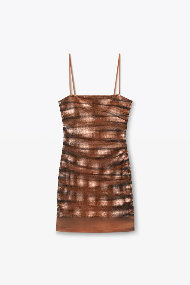 Dresses Women Alexander Wang Ruched Cami Minidress In Crystal Hotfix