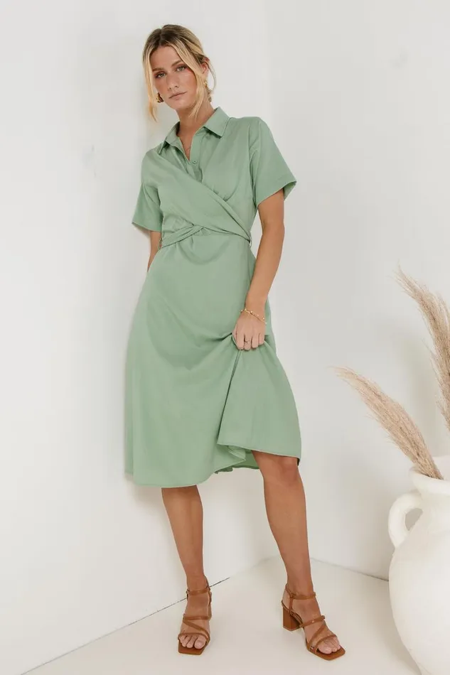 Dresses Women Bohme Bennett Collared Dress In Sage Sage