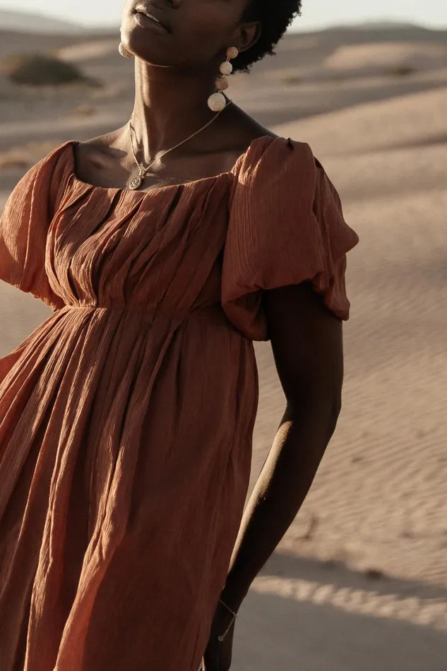 Dresses Women Bohme Dasha Textured Mini Dress In Terracotta Terracotta