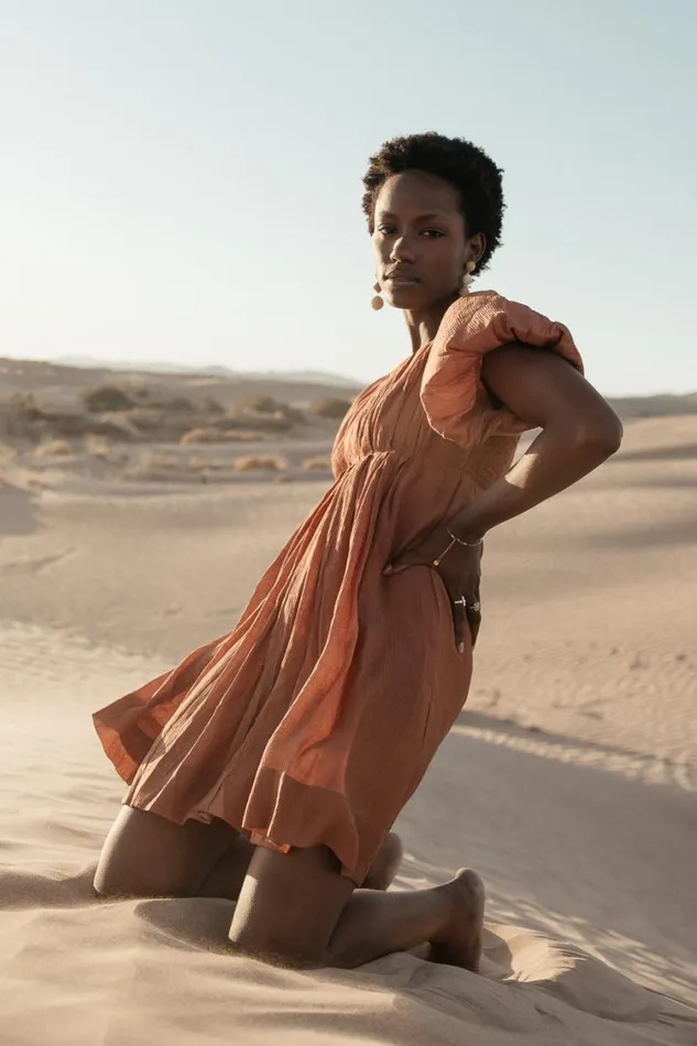 Dresses Women Bohme Dasha Textured Mini Dress In Terracotta Terracotta