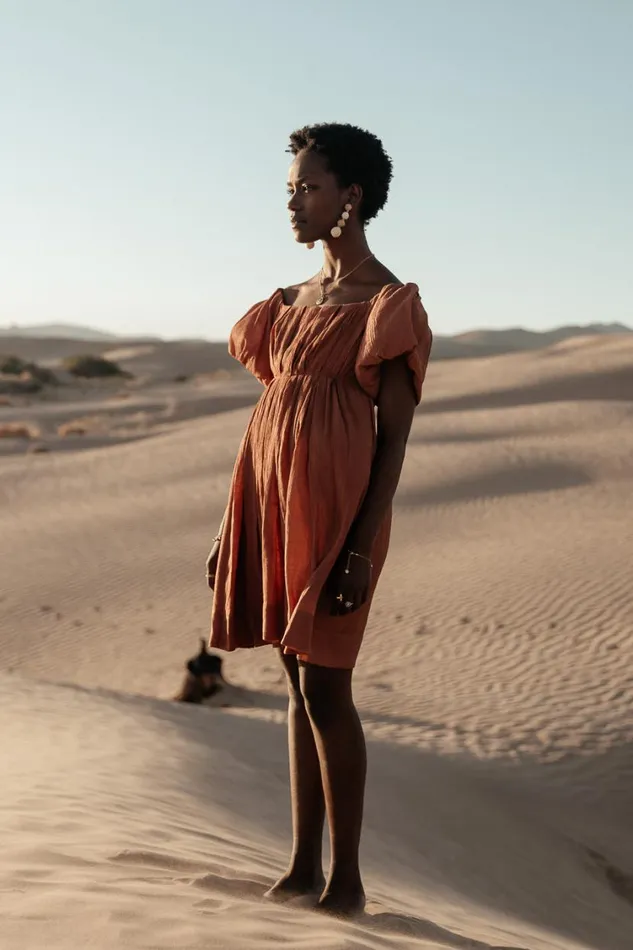 Dresses Women Bohme Dasha Textured Mini Dress In Terracotta Terracotta