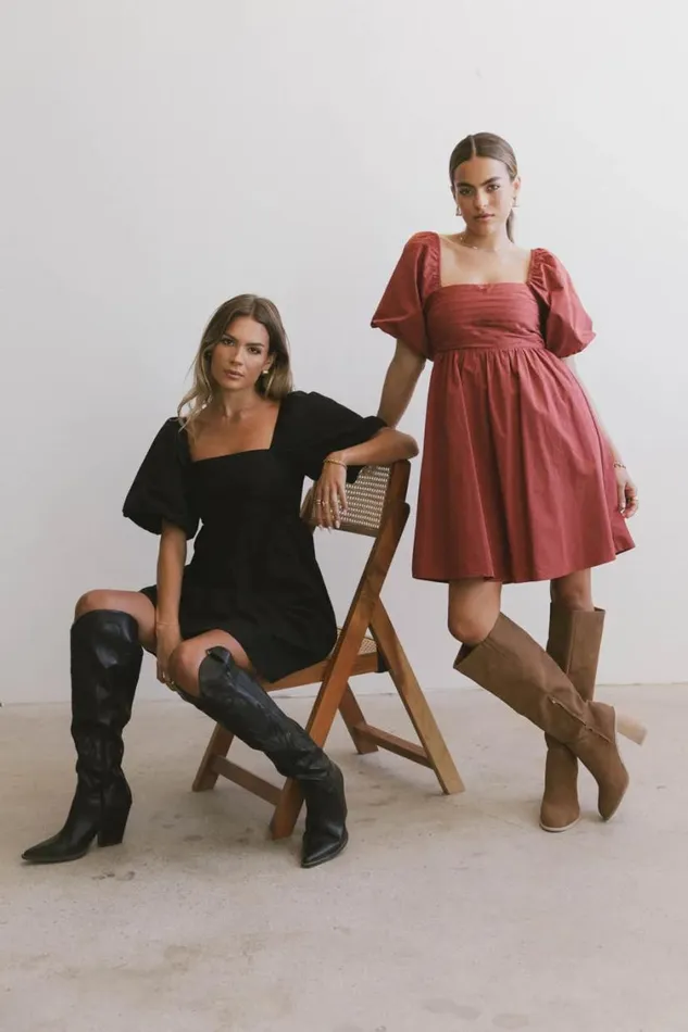 Dresses Women Bohme Dinah Pleated Mini Dress In Rust Rust