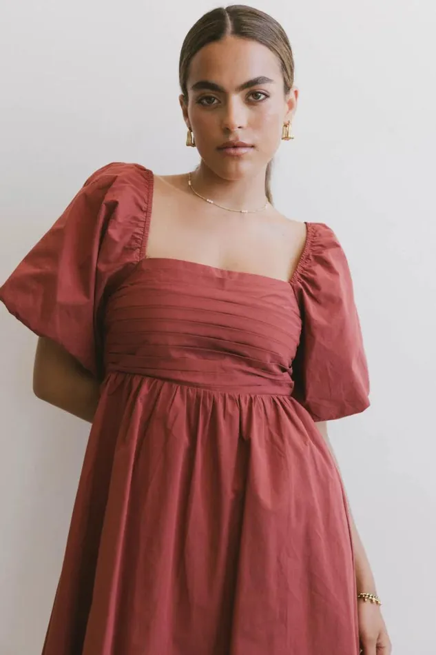 Dresses Women Bohme Dinah Pleated Mini Dress In Rust Rust