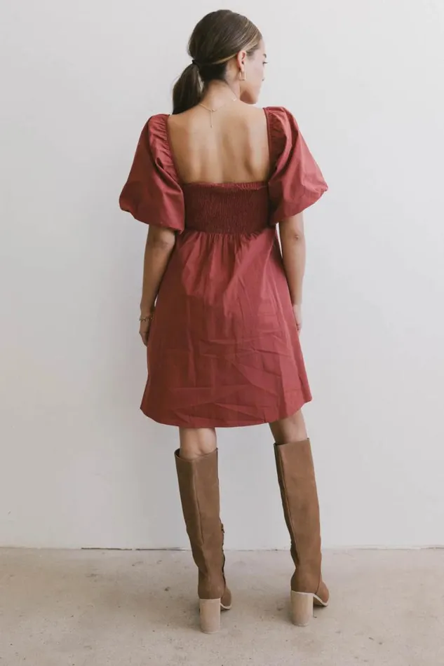 Dresses Women Bohme Dinah Pleated Mini Dress In Rust Rust