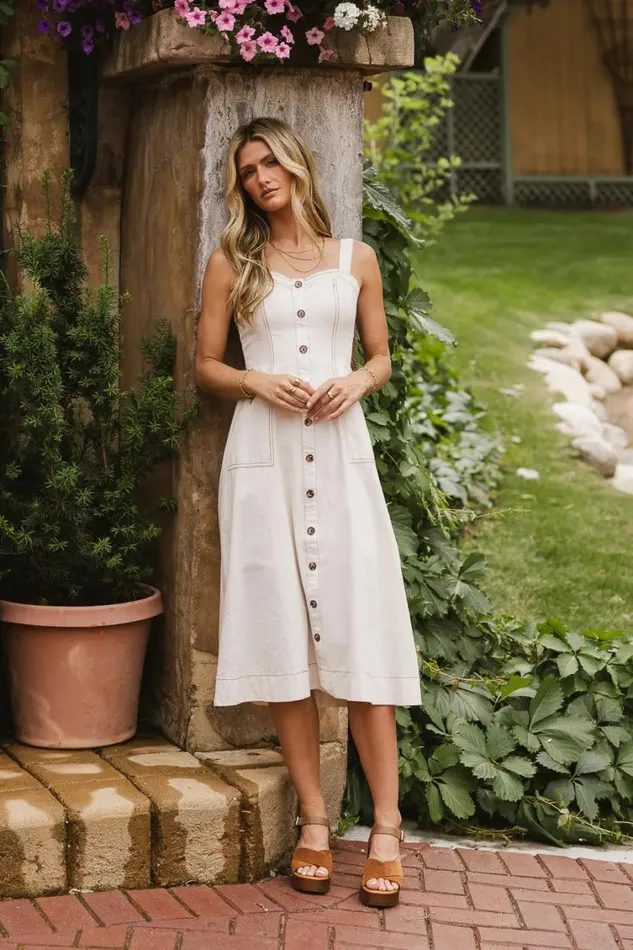 Dresses Women Bohme Leda Button Midi Dress