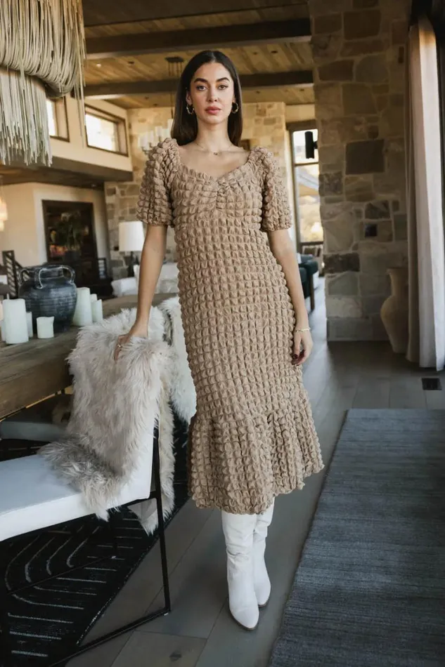 Dresses Women Bohme Miley Bubble Texture Dress In Tan Tan