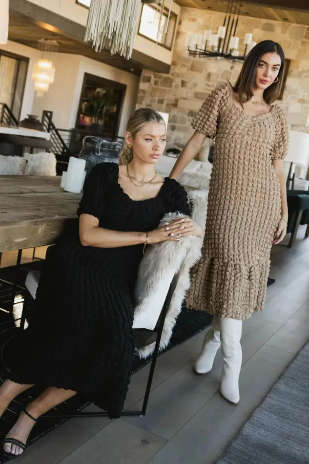 Dresses Women Bohme Miley Bubble Texture Dress In Tan Tan