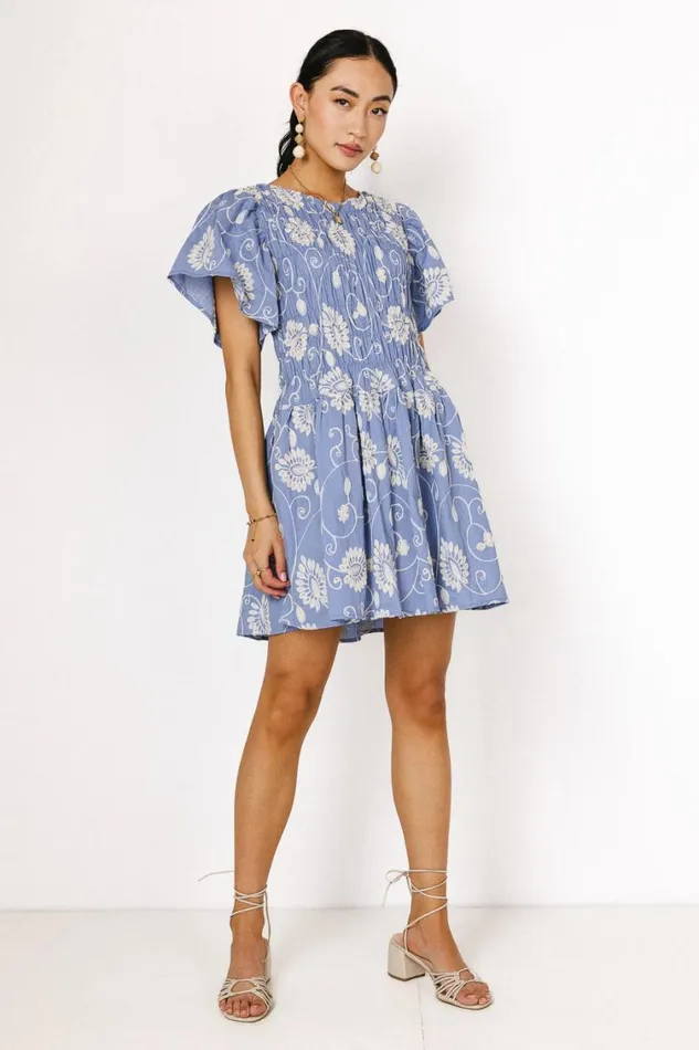 Dresses Women Bohme Priya Embroidered Mini Dress In Blue Blue