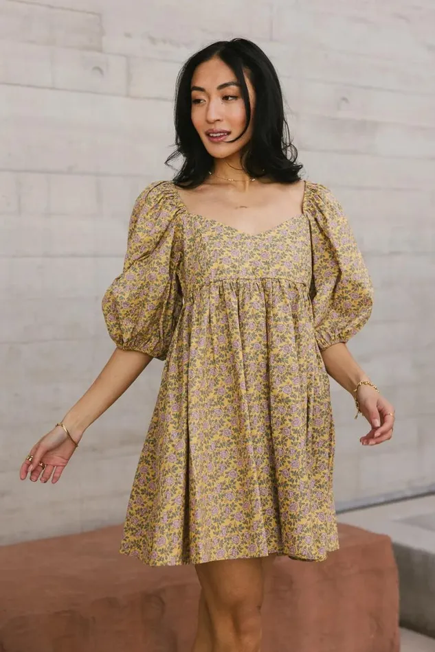 Dresses Women Bohme Salem Floral Mini Dress In Mustard 8211 FINAL SALE Mustard