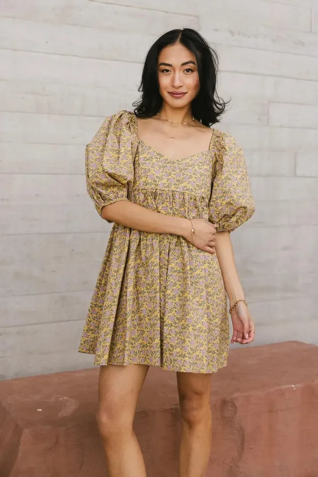 Dresses Women Bohme Salem Floral Mini Dress In Mustard 8211 FINAL SALE Mustard