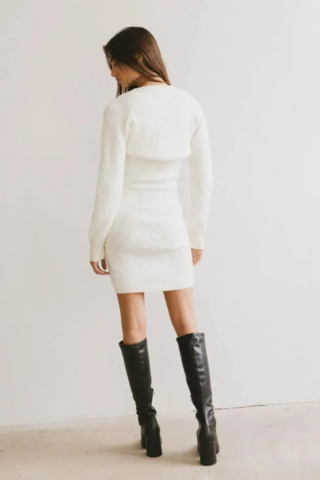 Dresses Women Bohme Vale Textured Knit Mini Dress In Cream Ivory