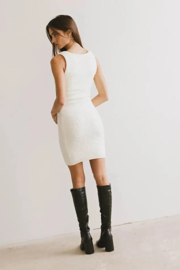 Dresses Women Bohme Vale Textured Knit Mini Dress In Cream Ivory