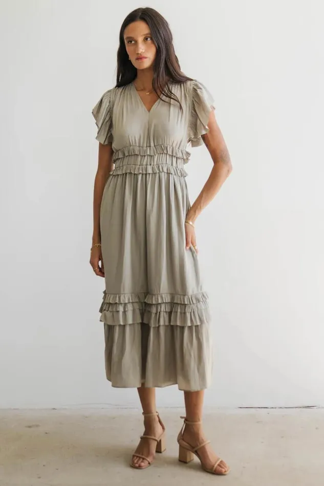 Dresses Women Bohme Willa Ruffle Dress In Sage Sage