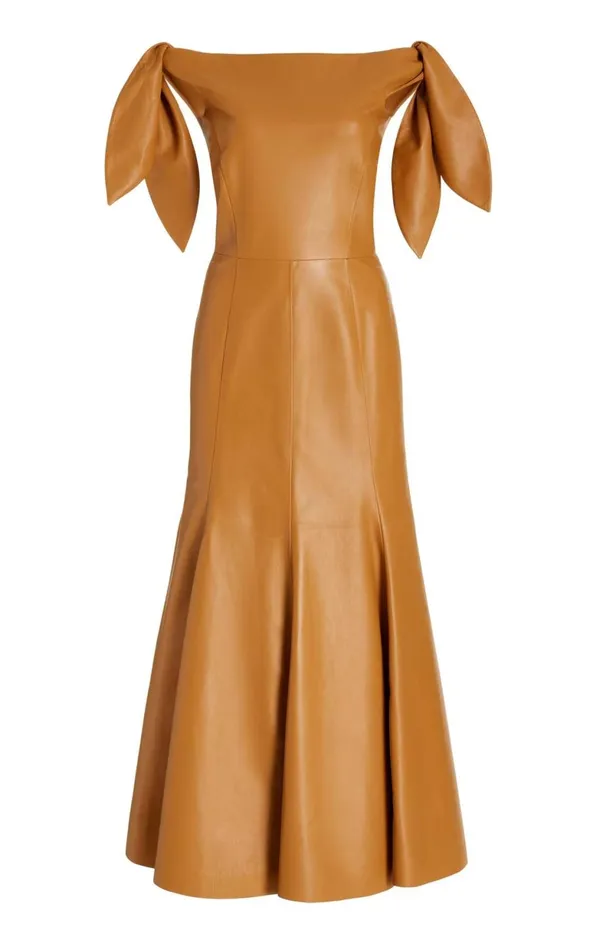 Dresses Women Gabriela Hearst Eda Dress In Cashew Nappa Leather