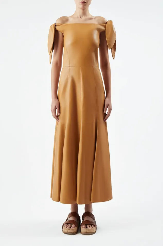 Dresses Women Gabriela Hearst Eda Dress In Cashew Nappa Leather