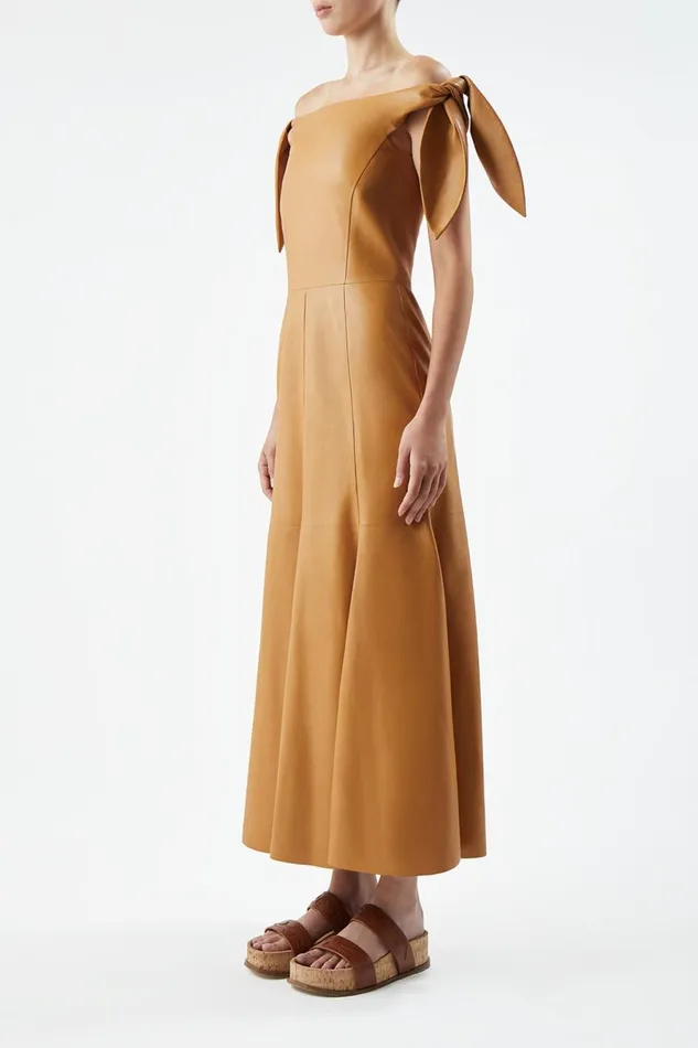 Dresses Women Gabriela Hearst Eda Dress In Cashew Nappa Leather