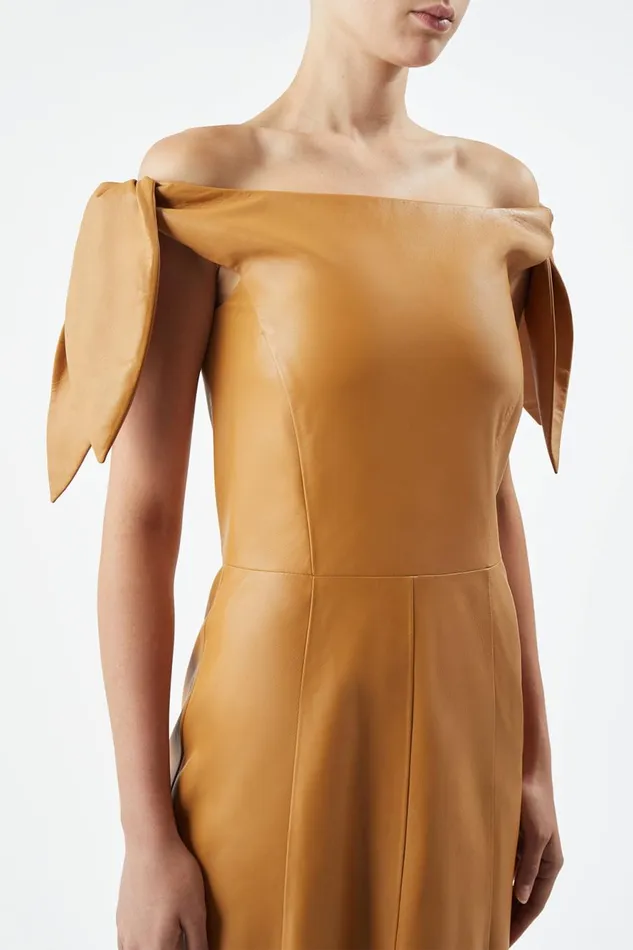 Dresses Women Gabriela Hearst Eda Dress In Cashew Nappa Leather