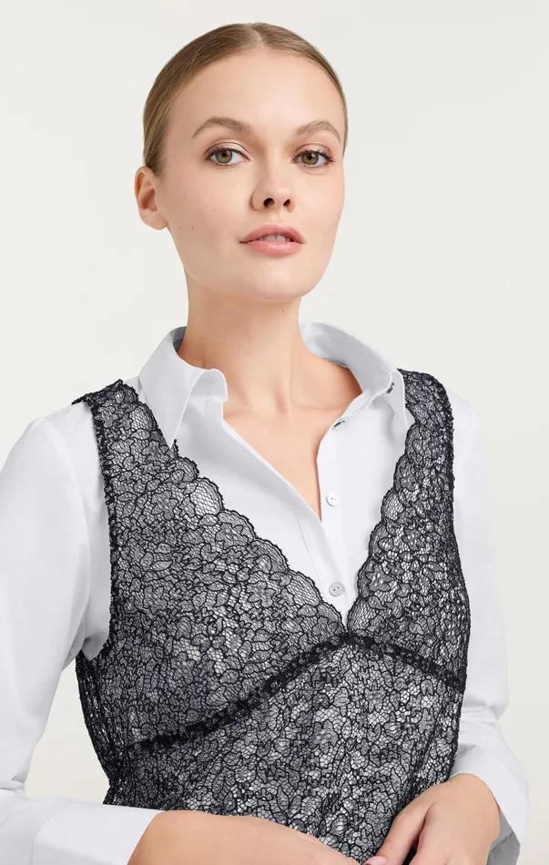 Dresses Women Lace Catilina Dress BlackWhite Cinq Sept