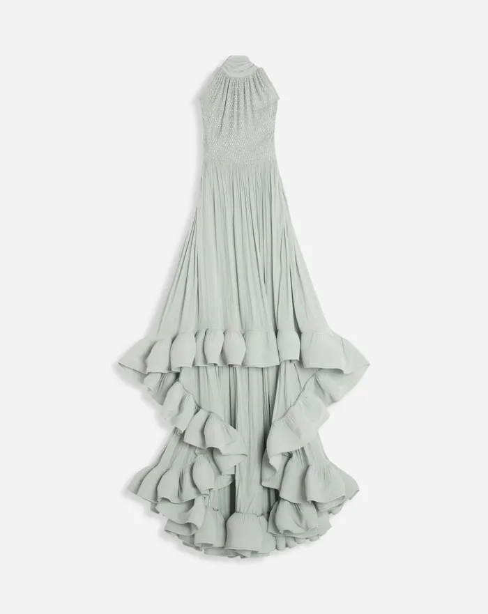 Dresses Women LANVIN Embroidered Cape Gown In Charmeuse Sage