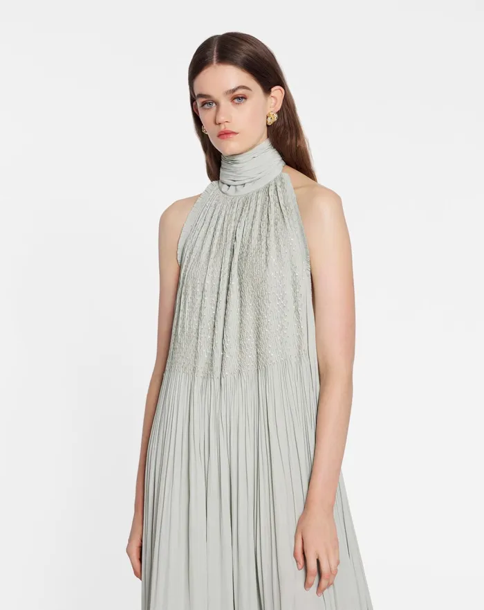 Dresses Women LANVIN Embroidered Cape Gown In Charmeuse Sage