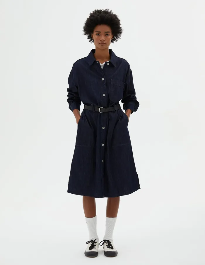 Dresses Women Margaret Howell Mhl Denim Shirt Dress Indigo
