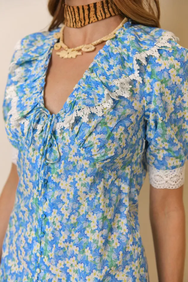 Dresses Women RIXO Anya Blue Tropical Floral Dresses Women RIXO Anya Blue Tropical Floral