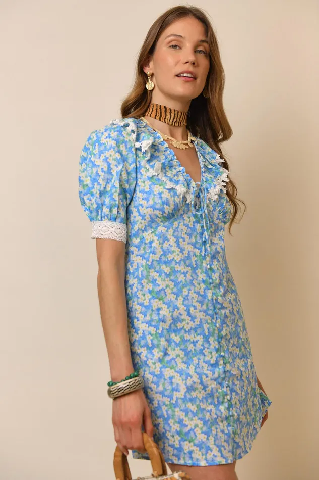 Dresses Women RIXO Anya Blue Tropical Floral Dresses Women RIXO Anya Blue Tropical Floral