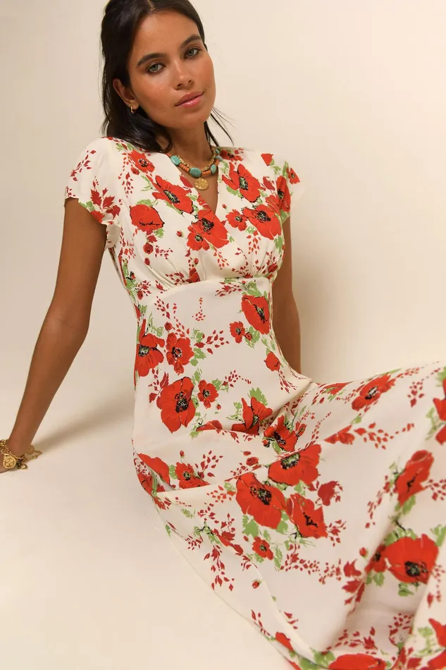 Dresses Women RIXO Clarissa Red Poppy Dresses Women RIXO Clarissa Red Poppy