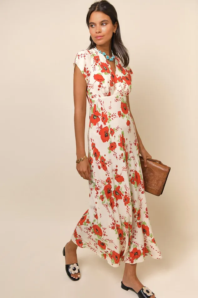 Dresses Women RIXO Clarissa Red Poppy Dresses Women RIXO Clarissa Red Poppy