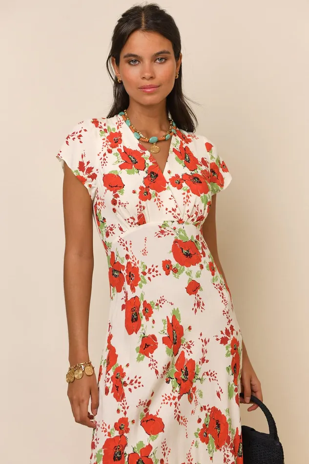 Dresses Women RIXO Clarissa Red Poppy Dresses Women RIXO Clarissa Red Poppy