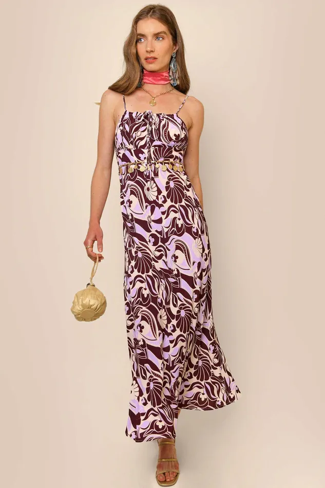 Dresses Women RIXO Maeve Chocolate Abstract Shell Dresses Women RIXO Maeve Chocolate Abstract Shell
