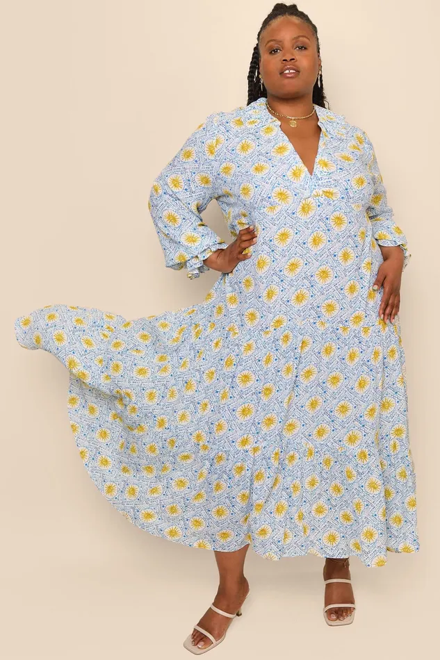 Dresses Women RIXO Mali Wavey Sun Ivory Dresses Women RIXO Mali Wavey Sun Ivory