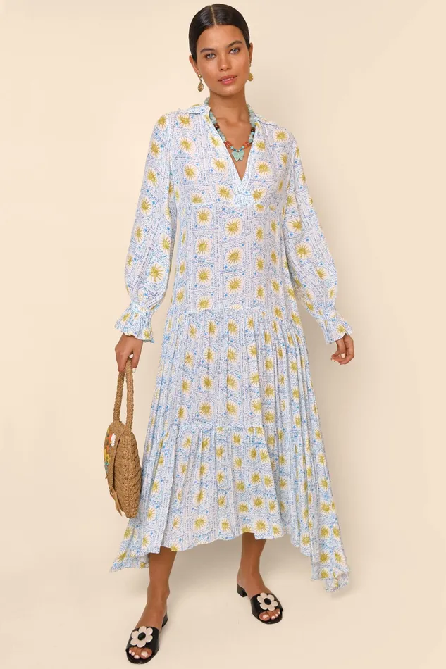 Dresses Women RIXO Mali Wavey Sun Ivory Dresses Women RIXO Mali Wavey Sun Ivory