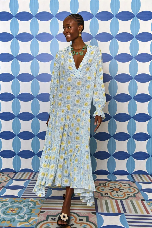 Dresses Women RIXO Mali Wavey Sun Ivory Dresses Women RIXO Mali Wavey Sun Ivory