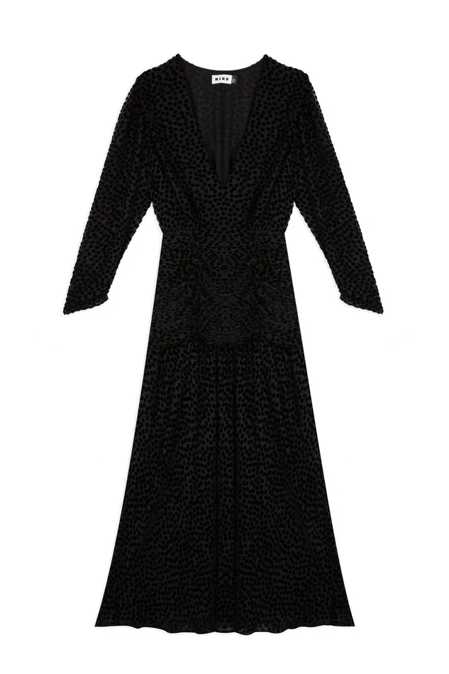 Dresses Women RIXO Racquel Black Polka Dot Burnout Dresses Women RIXO Racquel Black Polka Dot Burnout