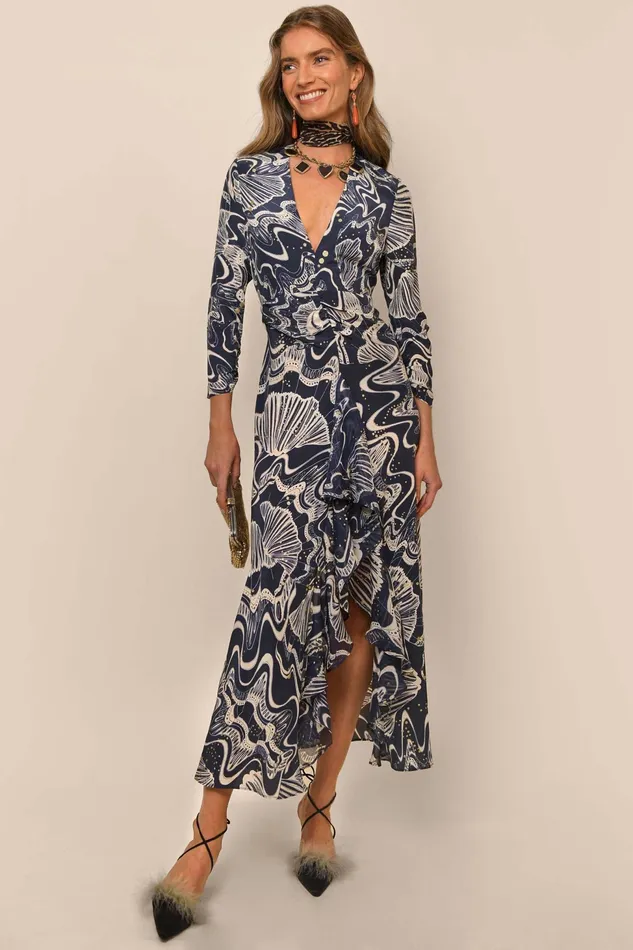 Dresses Women RIXO Rose Navy Glitter Psychedelic Shell Dresses Women RIXO Rose Navy Glitter Psychedelic Shell