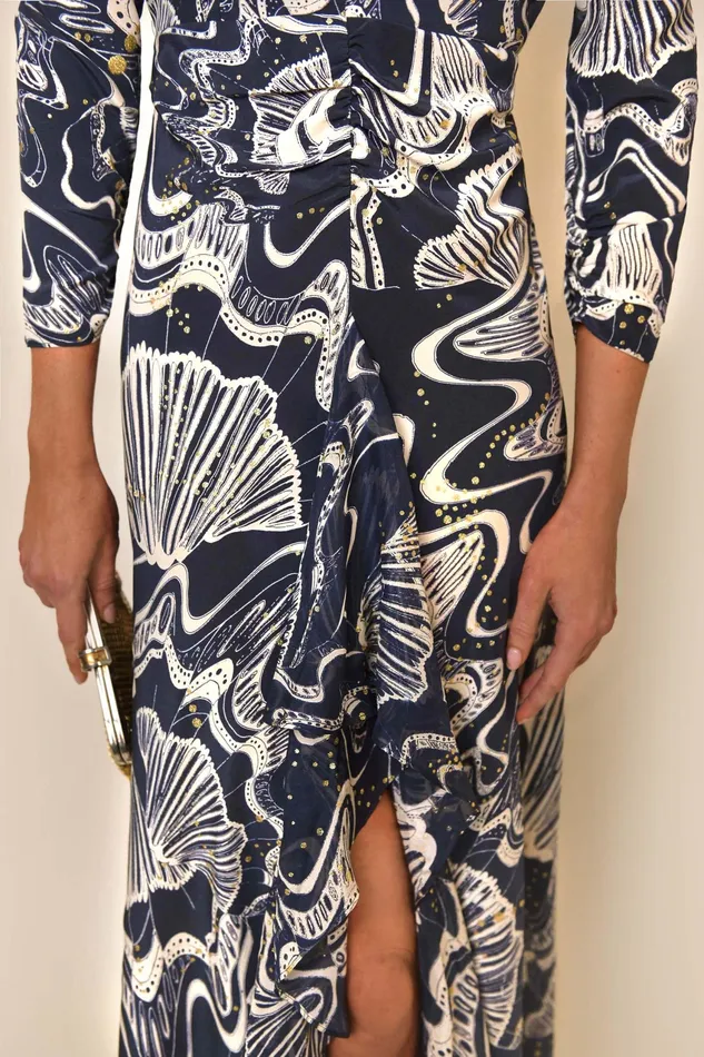 Dresses Women RIXO Rose Navy Glitter Psychedelic Shell Dresses Women RIXO Rose Navy Glitter Psychedelic Shell