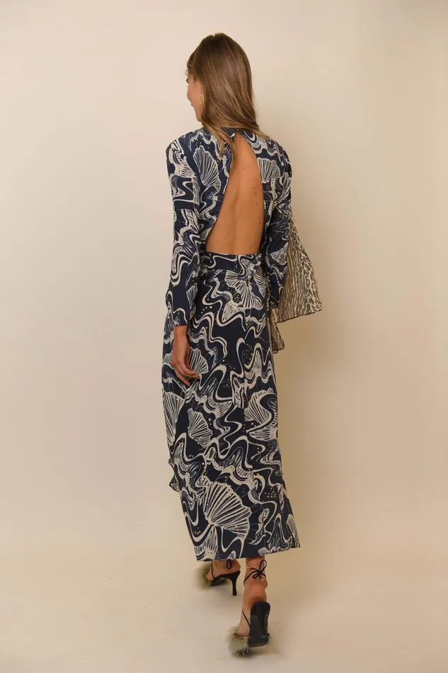 Dresses Women RIXO Rose Navy Glitter Psychedelic Shell Dresses Women RIXO Rose Navy Glitter Psychedelic Shell